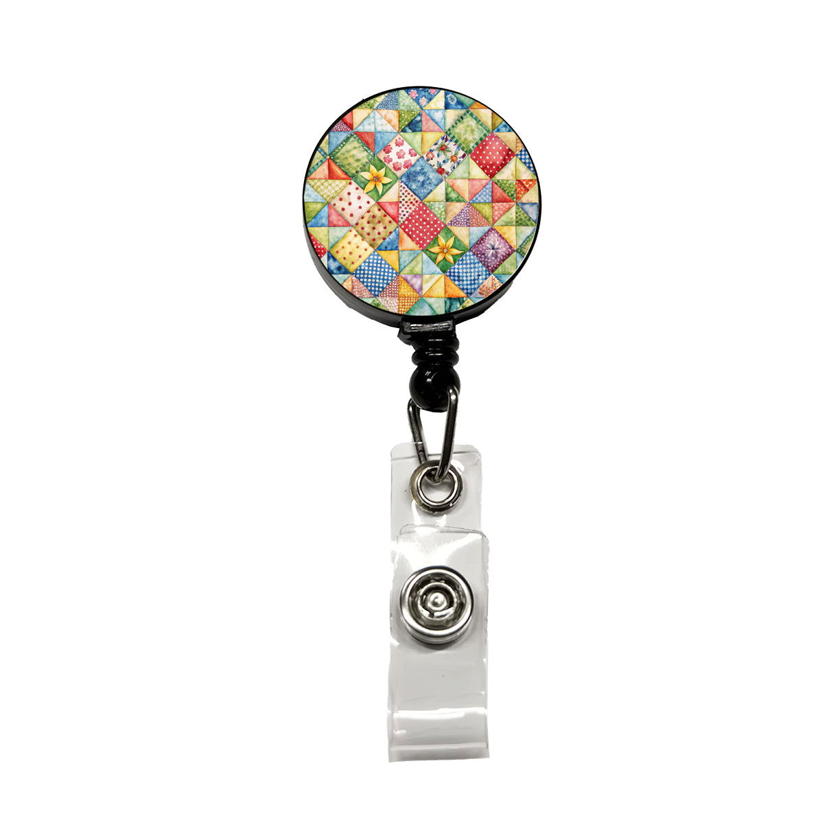 Patchwork Quilt Country Sewing Quilter Retractable ID Key Card Name Tag Badge Holder with Clip