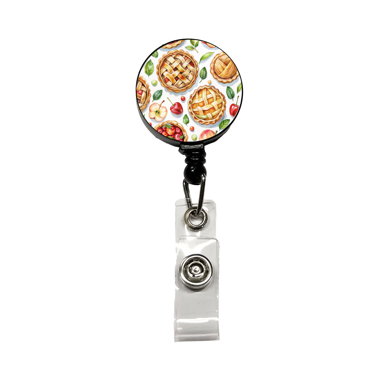 Fruit Pies Apple Cherry Retractable ID Key Card Name Tag Badge Holder with Clip