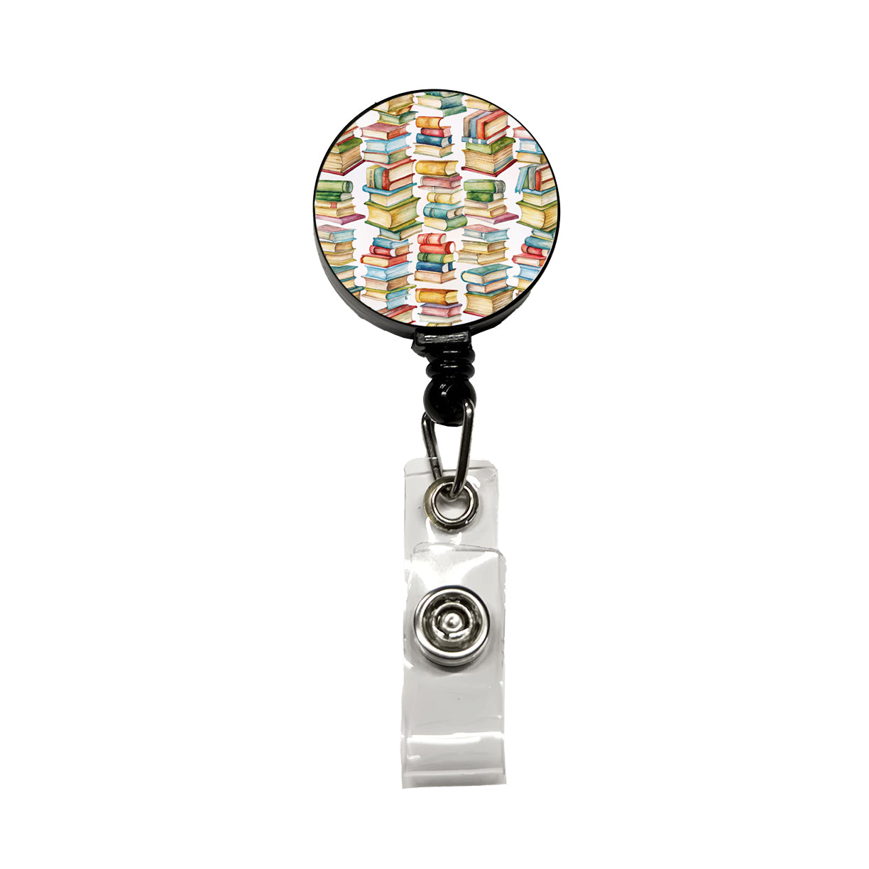 Lots Of Books Library Reading Reader Retractable ID Key Card Name Tag Badge Holder with Clip