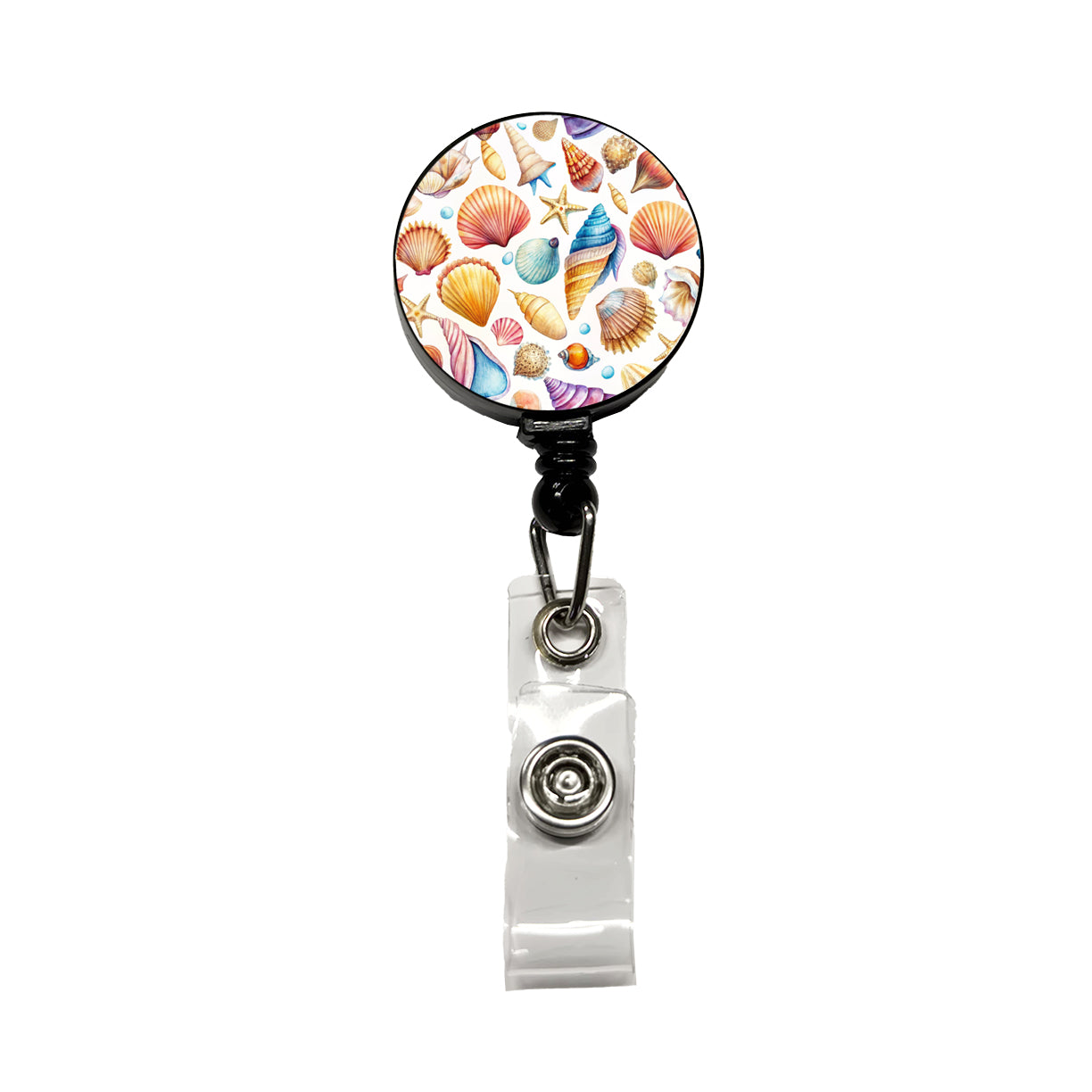 Lots Of Shells Beach Ocean Retractable ID Key Card Name Tag Badge Holder with Clip