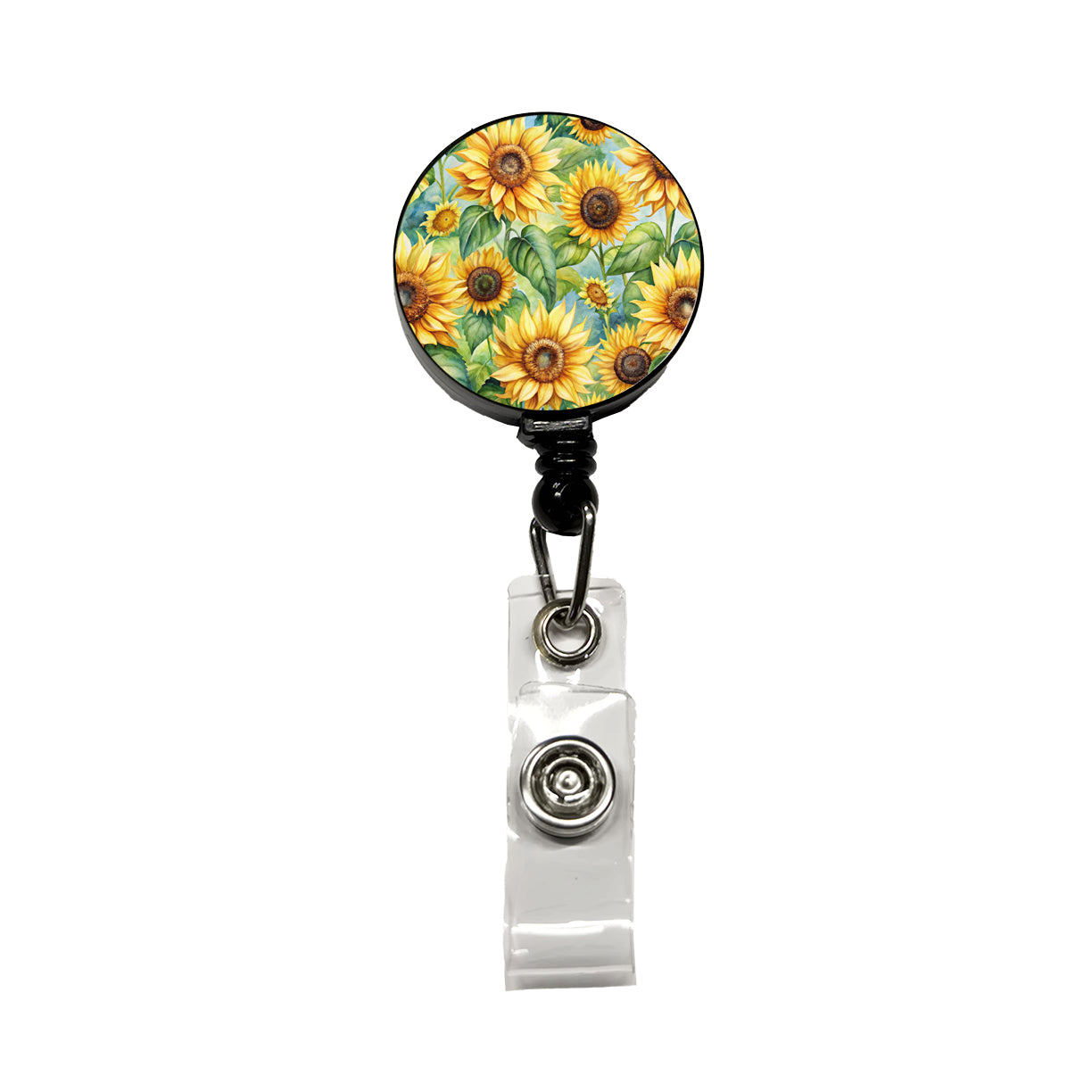 Lots Of Sunflowers Retractable ID Key Card Name Tag Badge Holder with Clip