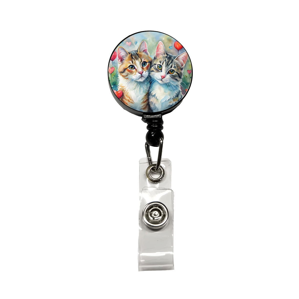 Cats In Love Valentine's Day Retractable ID Key Card Name Tag Badge Holder with Clip