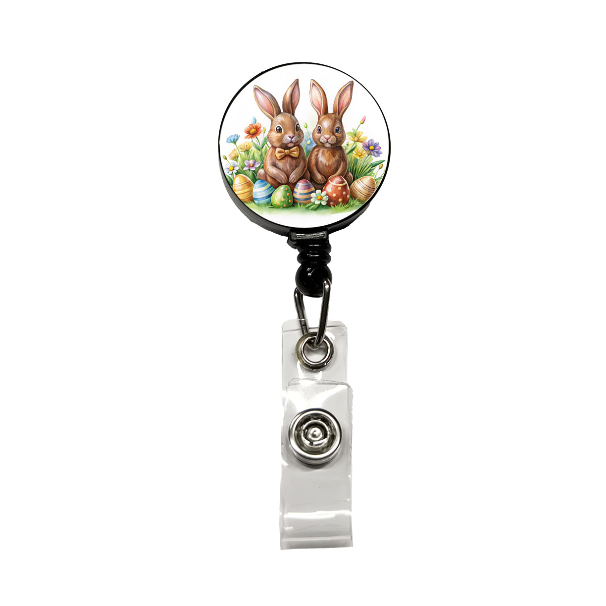 Chocolate Easter Bunnies Rabbits Cute Retractable ID Key Card Name Tag Badge Holder with Clip