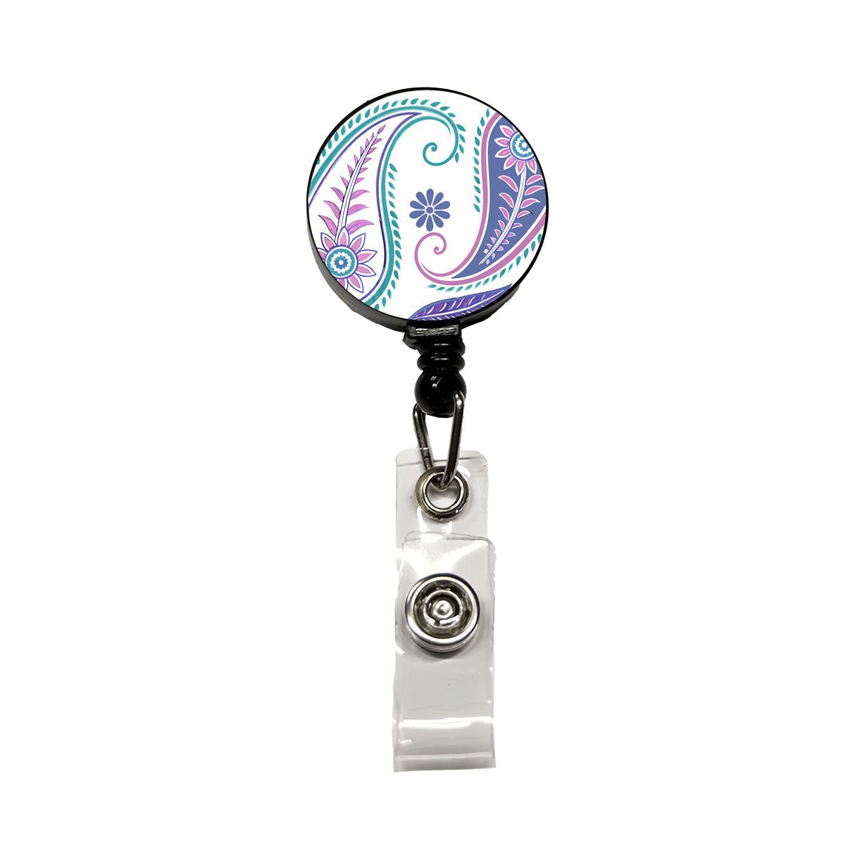 Pretty Paisley Retractable ID Key Card Name Tag Badge Holder with Clip