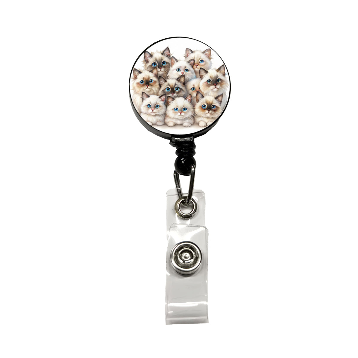 Sweet Birman Cats Retractable ID Key Card Name Tag Badge Holder with Clip
