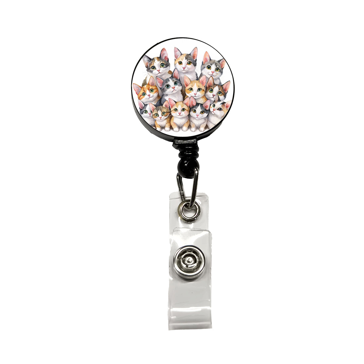 Sweet Japanese Bobtail Cats Retractable ID Key Card Name Tag Badge Holder with Clip