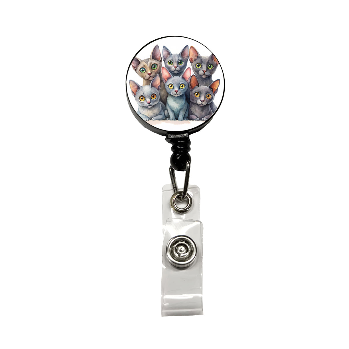 Sweet Korat Cats Retractable ID Key Card Name Tag Badge Holder with Clip