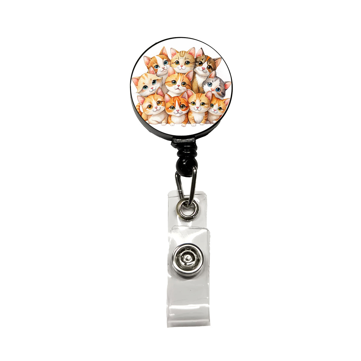 Sweet Orange And White Cats Retractable ID Key Card Name Tag Badge Holder with Clip