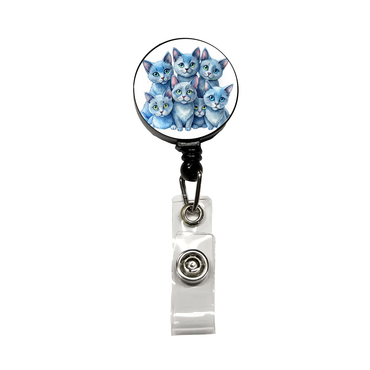Sweet Russian Blue Cats Retractable ID Key Card Name Tag Badge Holder with Clip