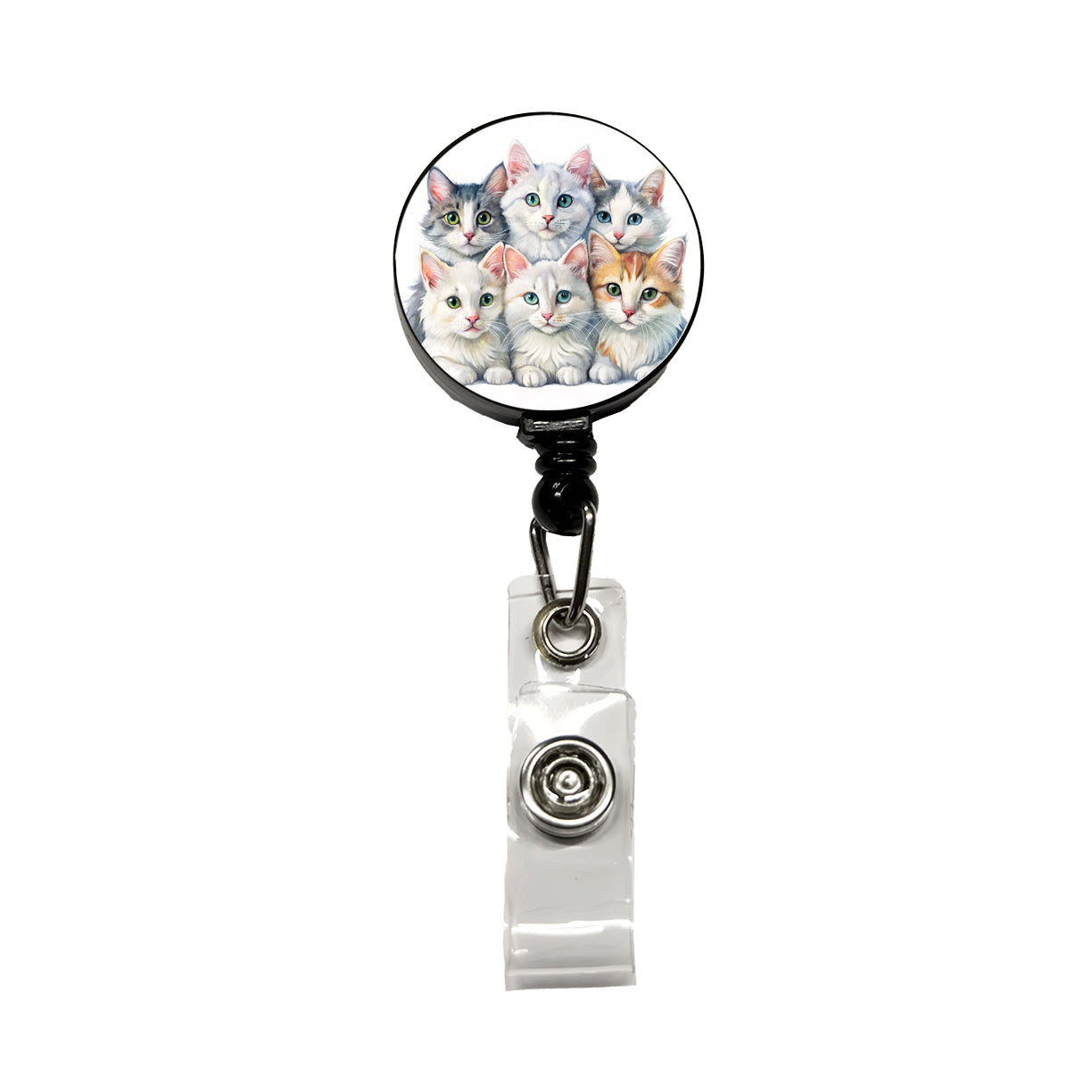 Sweet Turkish Angora Cats Retractable ID Key Card Name Tag Badge Holder with Clip