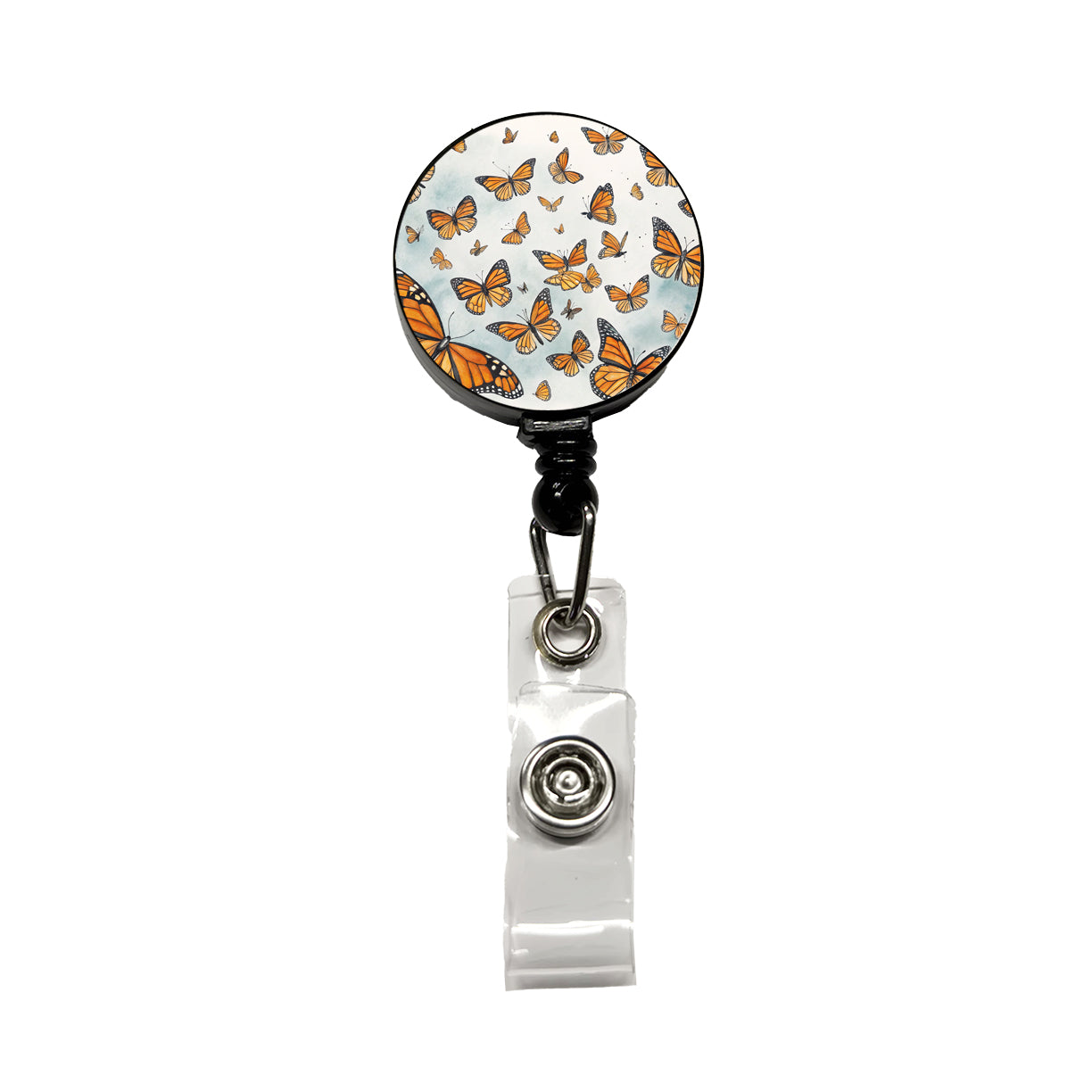 Lots Of Monarch Butterflies in Flight Retractable ID Key Card Name Tag Badge Holder with Clip
