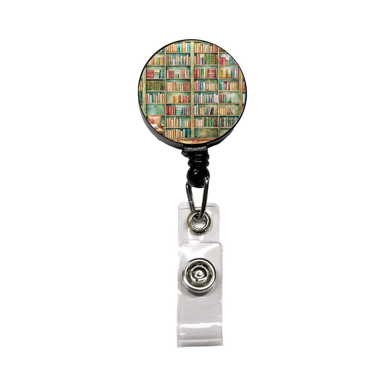 Books Bookshelves In Library Reading Reader Retractable ID Key Card Name Tag Badge Holder with Clip
