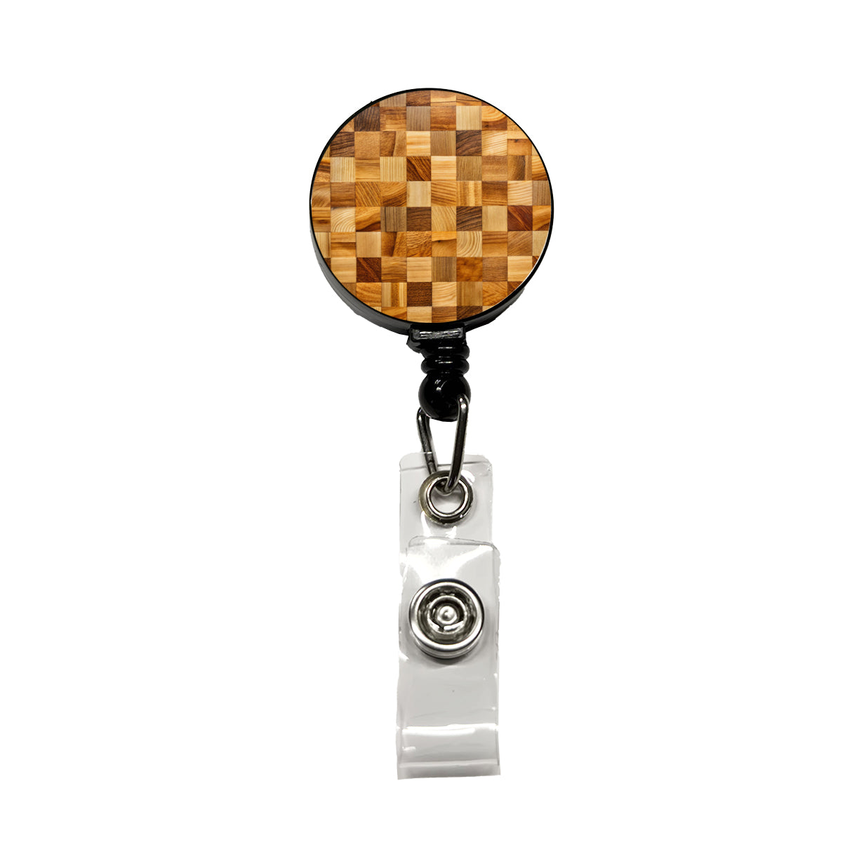 Butcher Block Retractable ID Key Card Name Tag Badge Holder with Clip