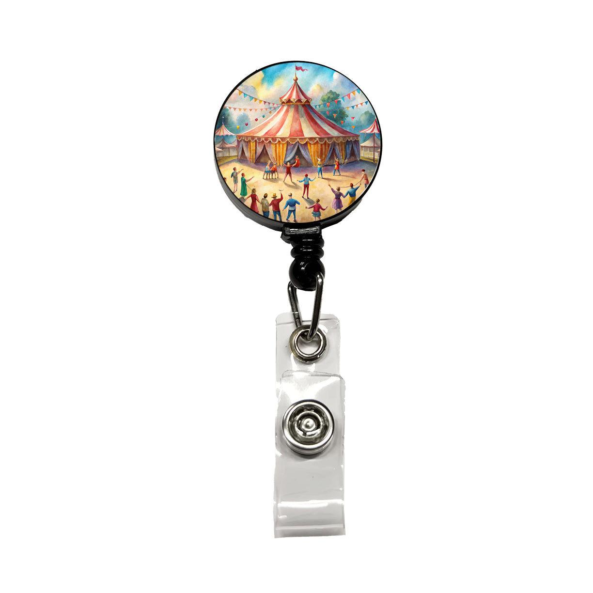 Circus Big Top Excitement Retractable ID Key Card Name Tag Badge Holder with Clip