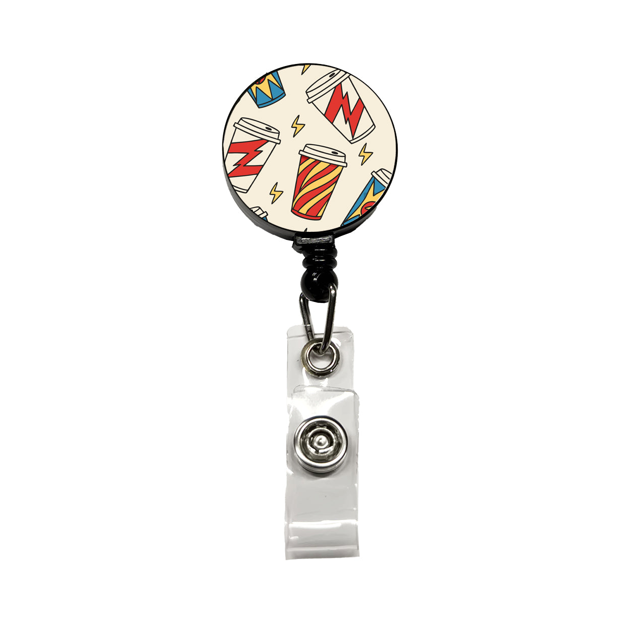 Coffee Cups Dynamic Retractable ID Key Card Name Tag Badge Holder with Clip