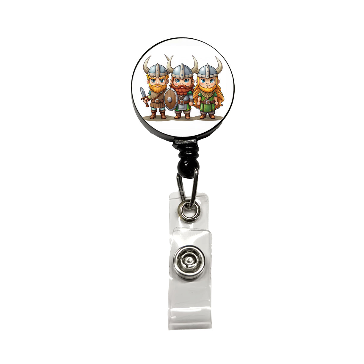 Cute Vikings Retractable ID Key Card Name Tag Badge Holder with Clip