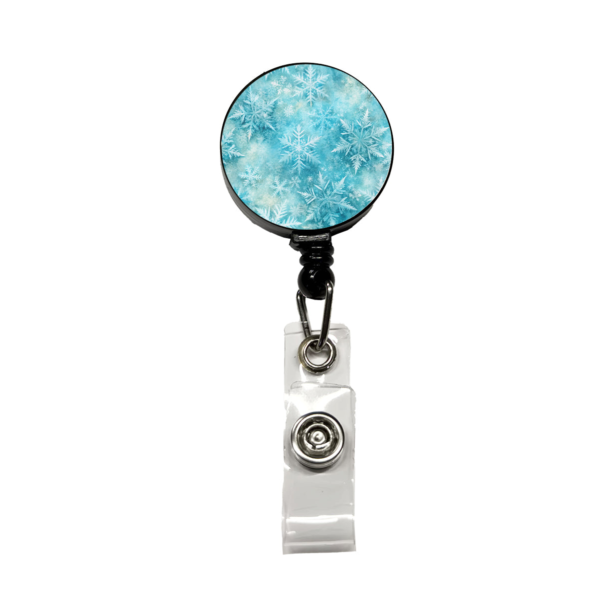 Ice Crystals Snowflakes Winter Retractable ID Key Card Name Tag Badge Holder with Clip