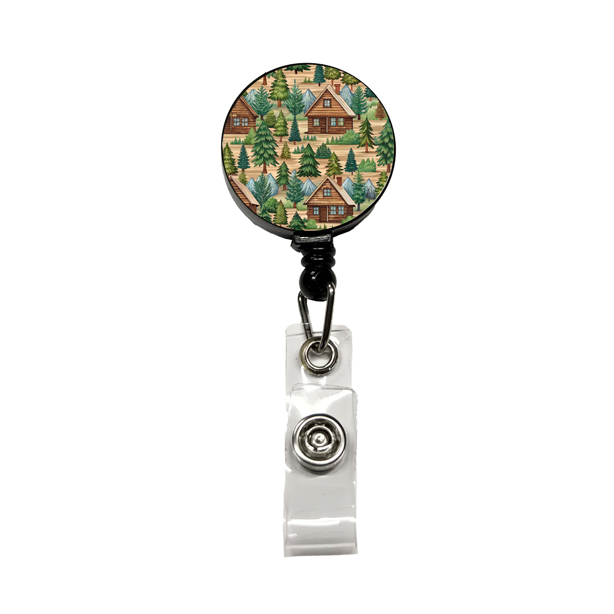 Log Cabin Pattern Retractable ID Key Card Name Tag Badge Holder with Clip