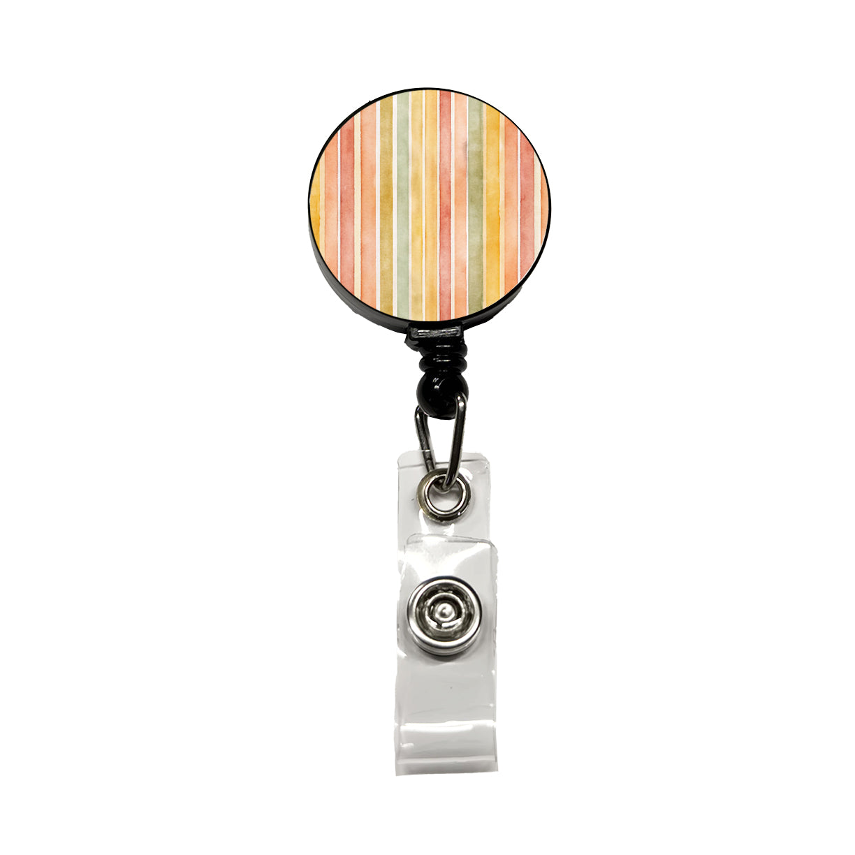 Striped Tonal 70s Wallpaper Retractable ID Key Card Name Tag Badge Holder with Clip