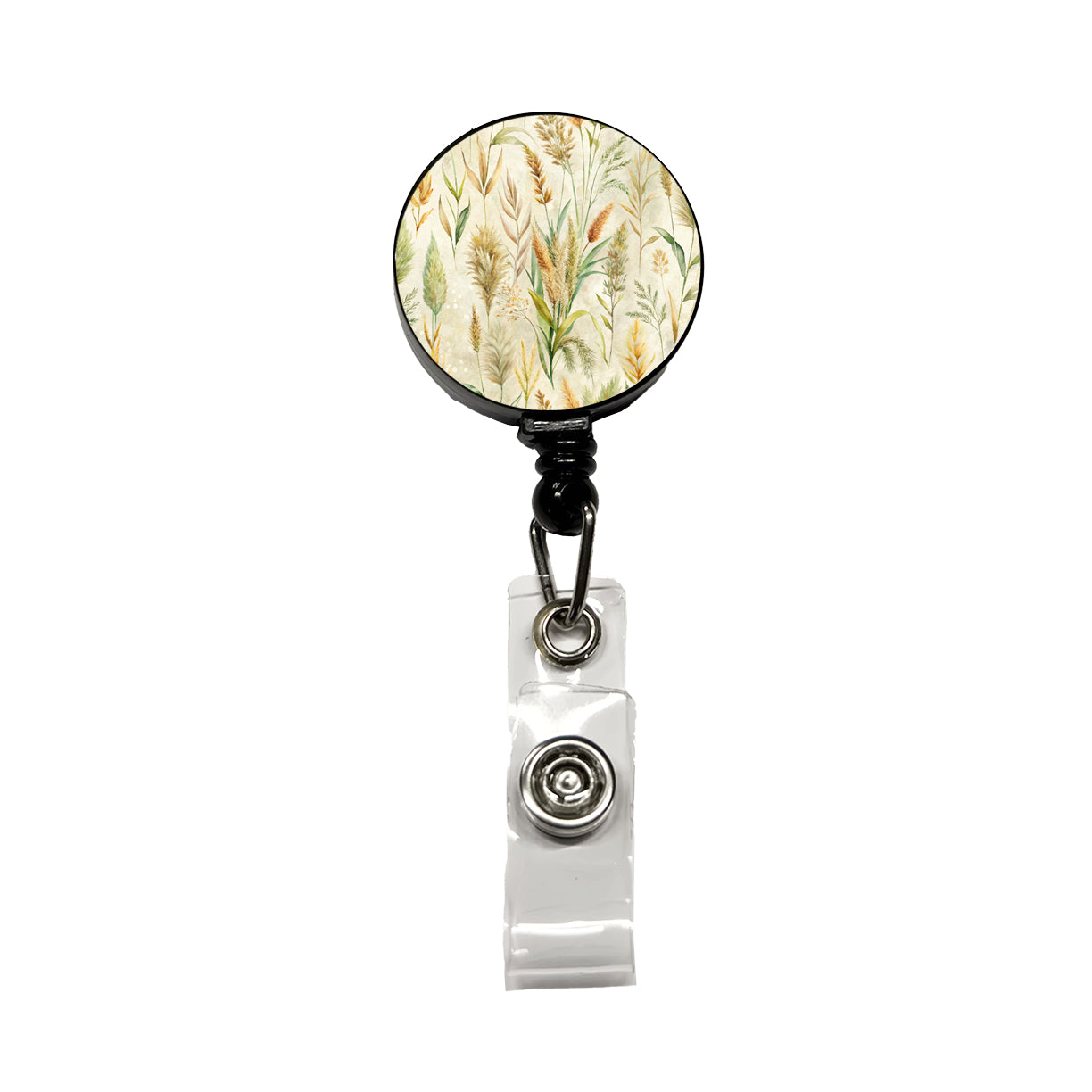 Wild Grasses Background Retractable ID Key Card Name Tag Badge Holder with Clip