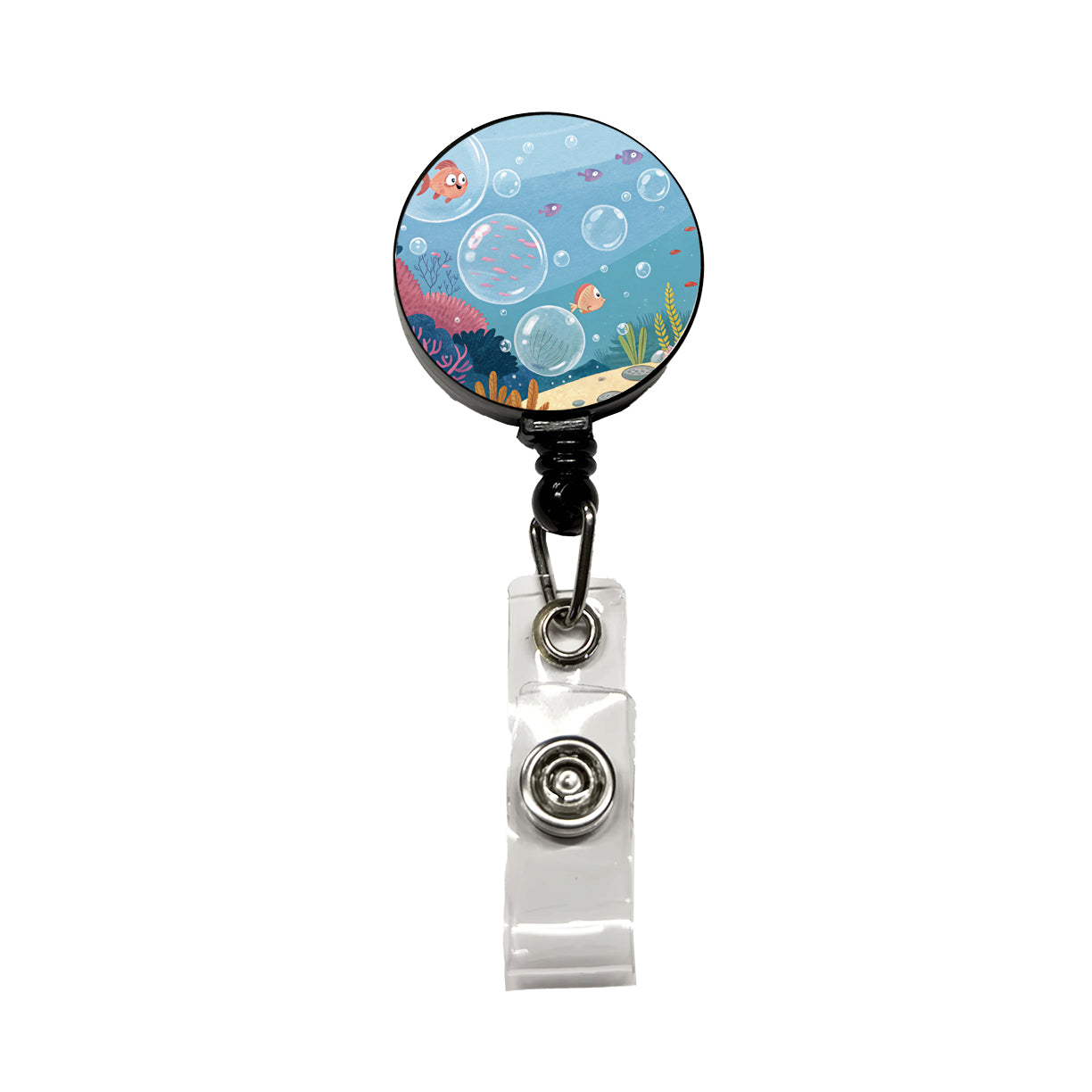Bubbles Under Water Fish Retractable ID Key Card Name Tag Badge Holder with Clip