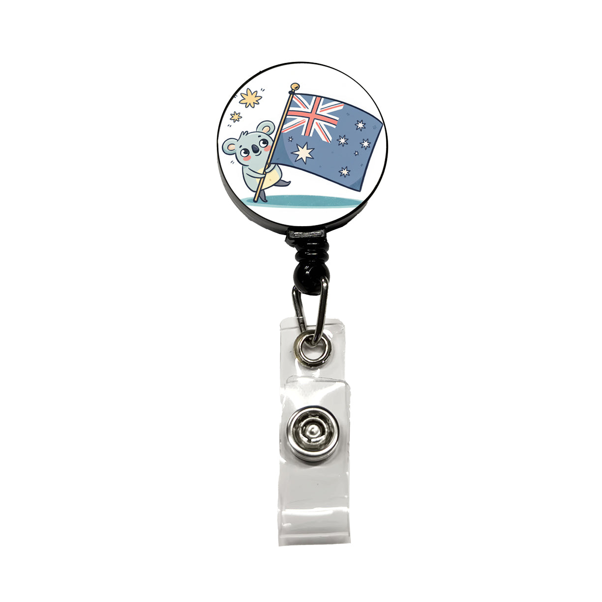 Kawaii Australian Flag Retractable ID Key Card Name Tag Badge Holder with Clip