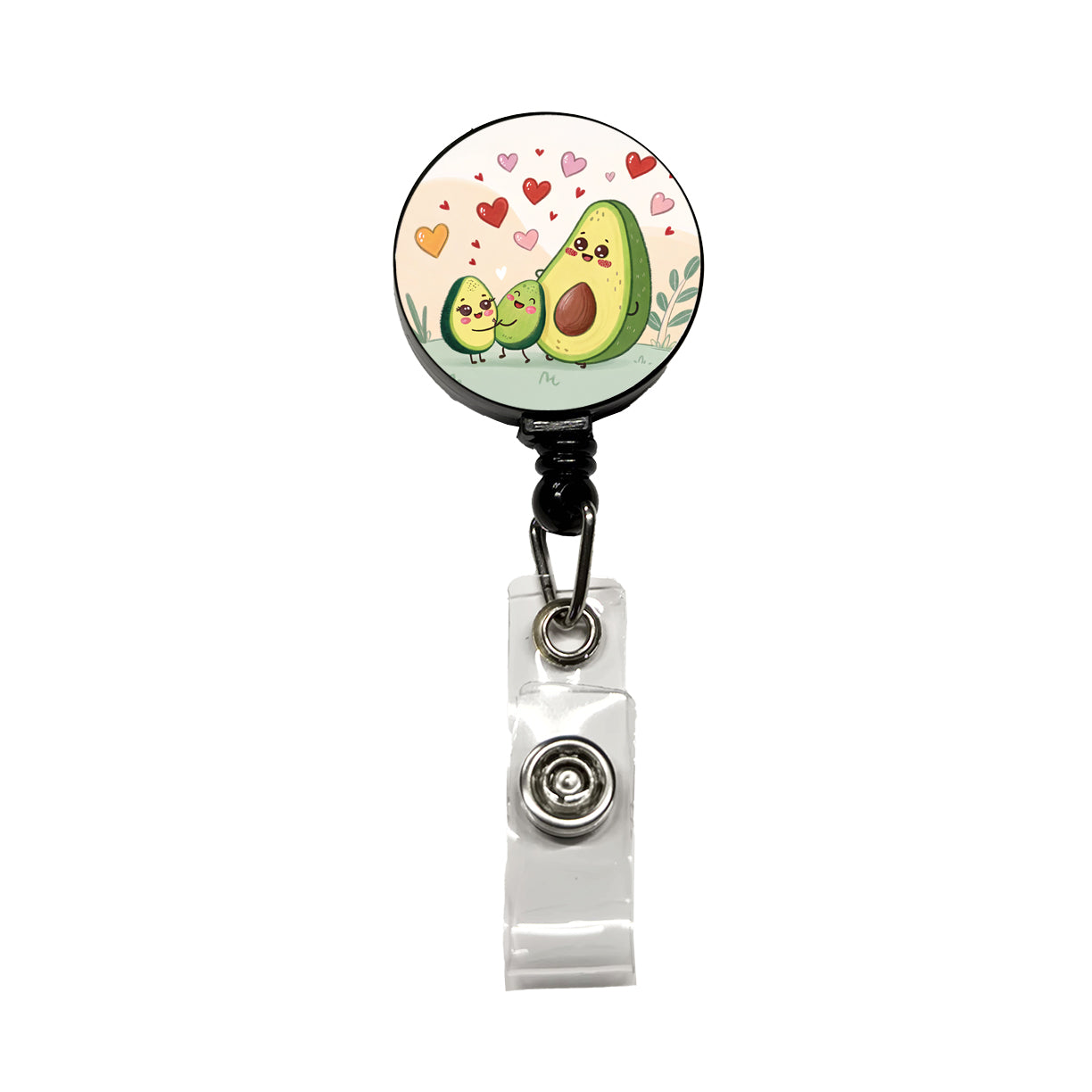 Kawaii Avocadoes And Hearts Retractable ID Key Card Name Tag Badge Holder with Clip