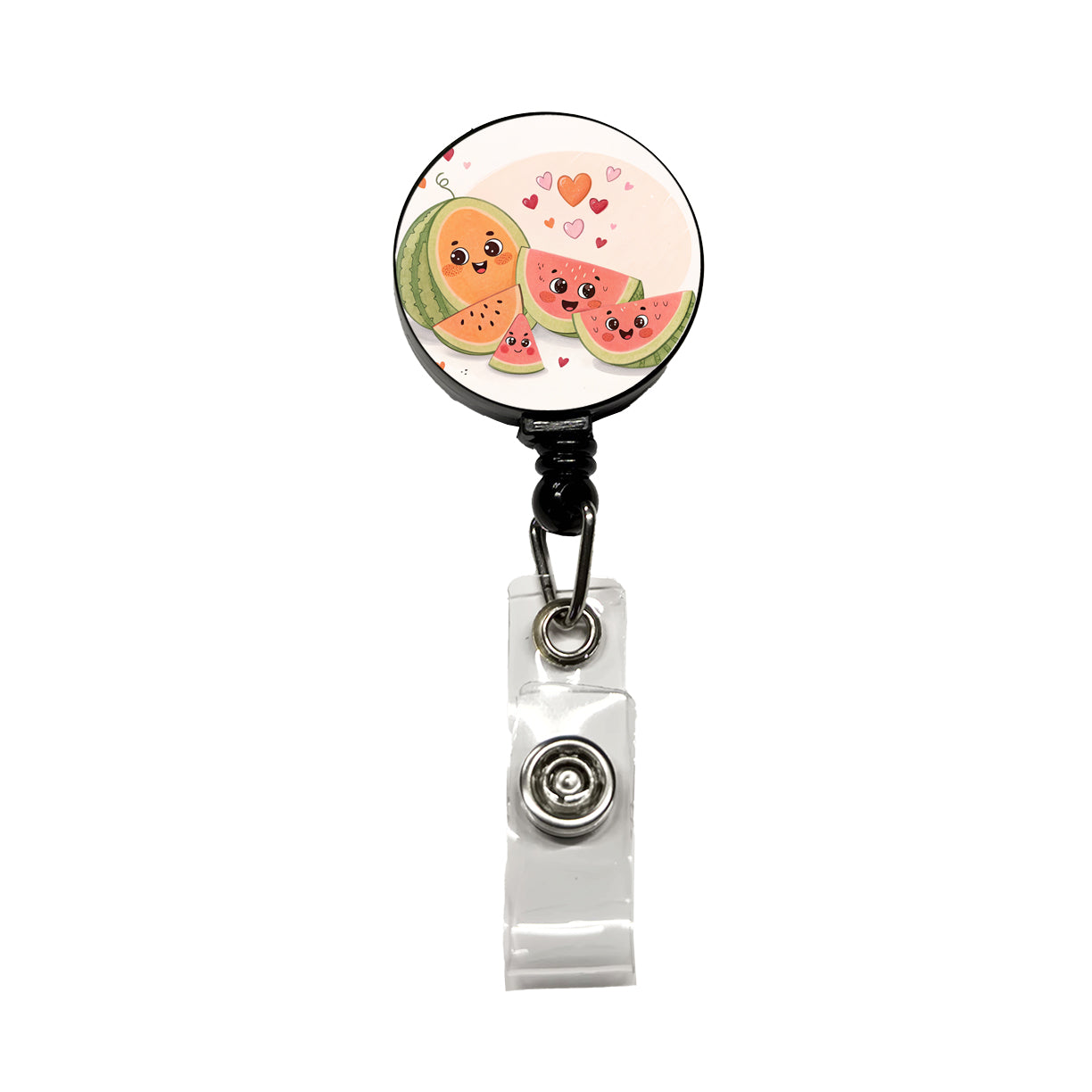 Kawaii Cantaloupes Watermelon Hearts Retractable ID Key Card Name Tag Badge Holder with Clip