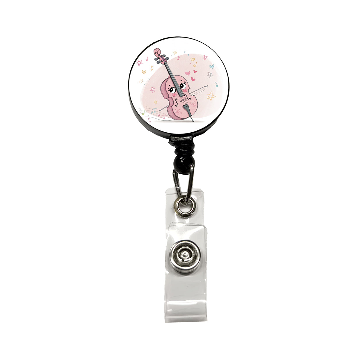 Kawaii Cello Music Retractable ID Key Card Name Tag Badge Holder with Clip