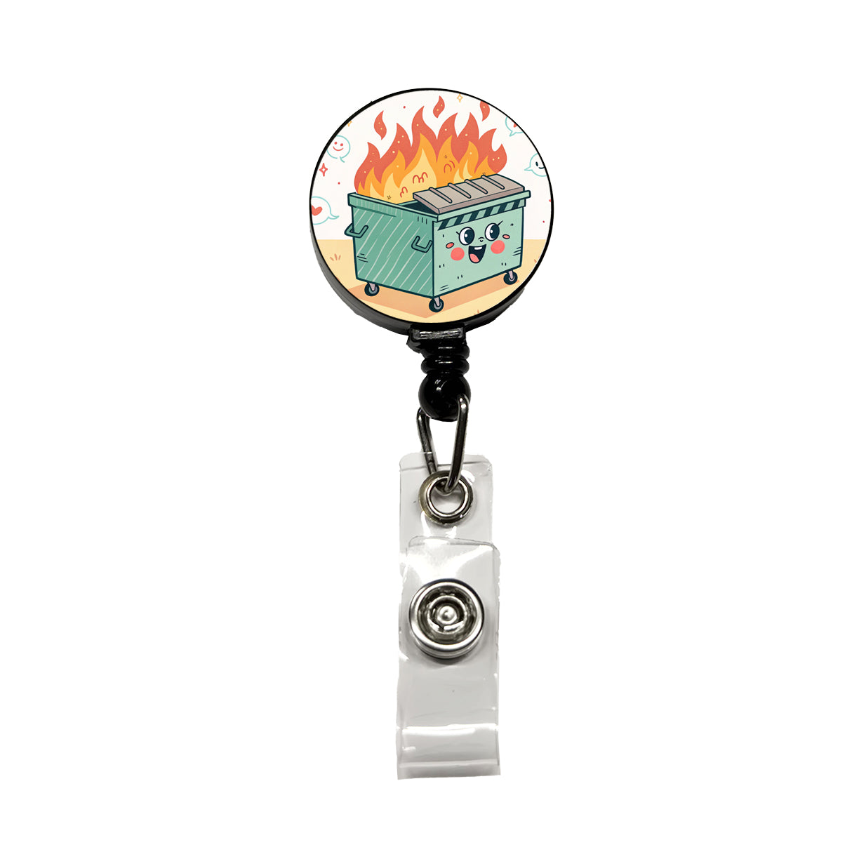 Kawaii Dumpster Fire Retractable ID Key Card Name Tag Badge Holder with Clip