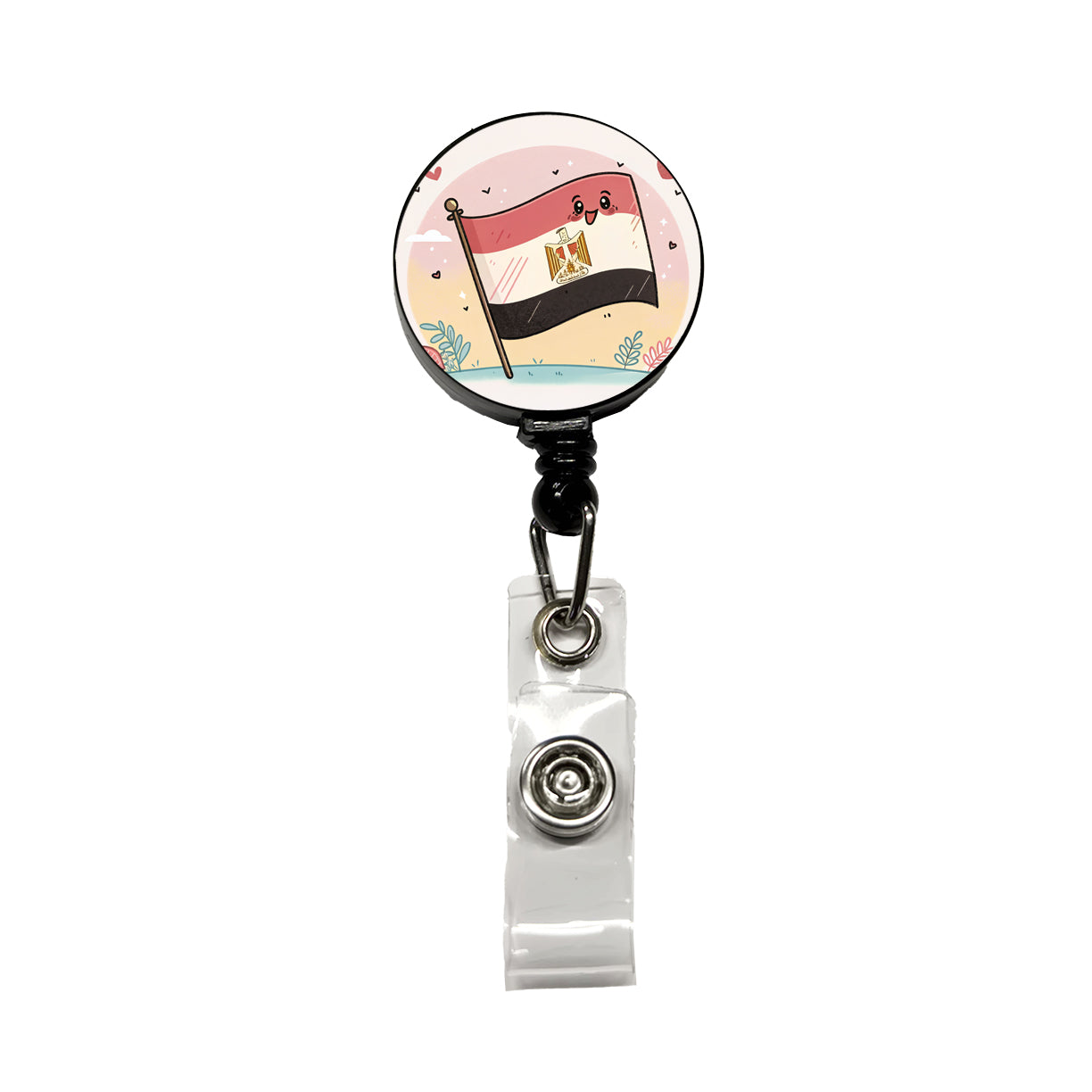 Kawaii Egypt Flag Retractable ID Key Card Name Tag Badge Holder with Clip
