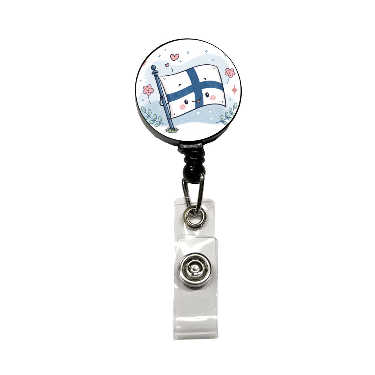 Kawaii Finland Flag Retractable ID Key Card Name Tag Badge Holder with Clip