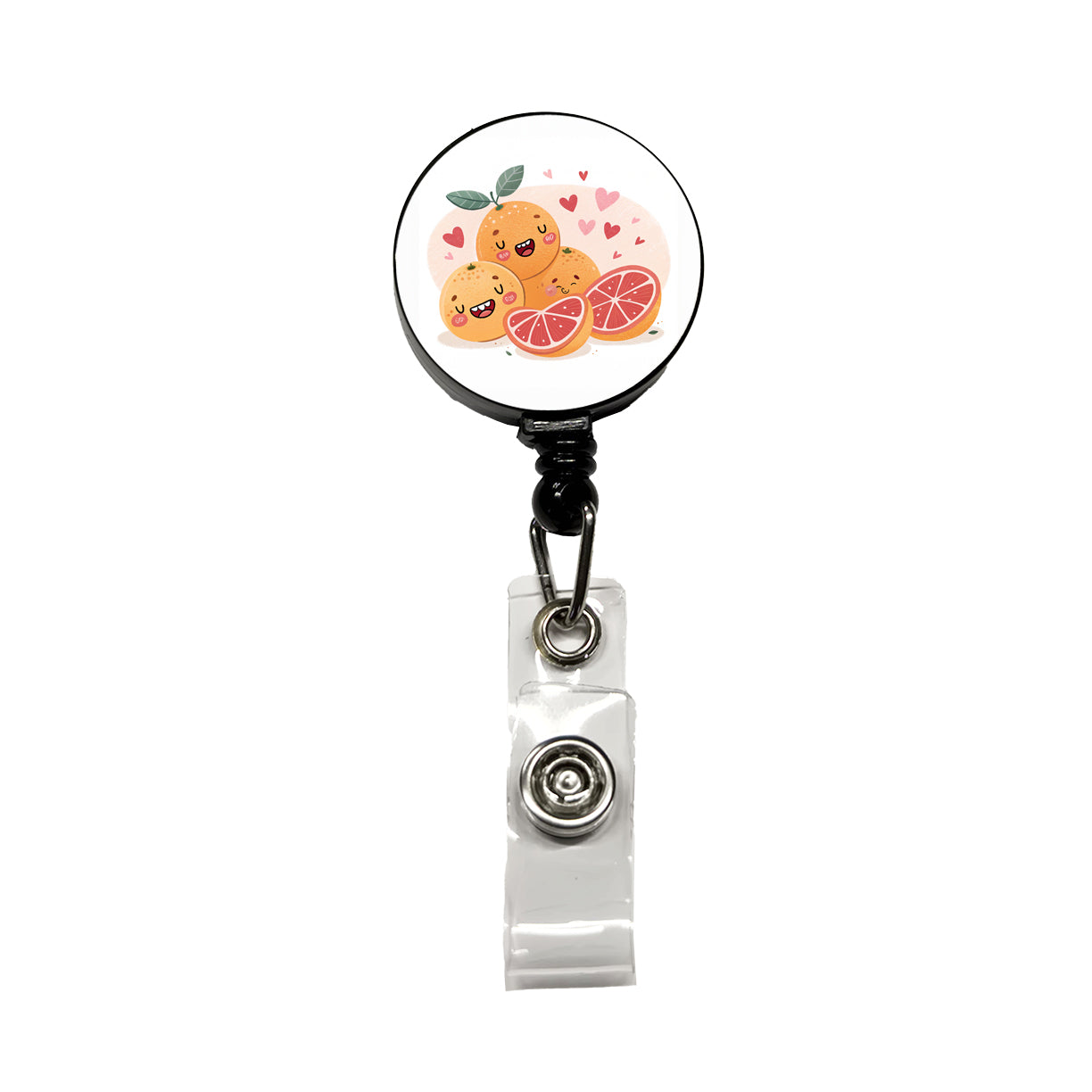 Kawaii Grapefruits And Hearts Retractable ID Key Card Name Tag Badge Holder with Clip