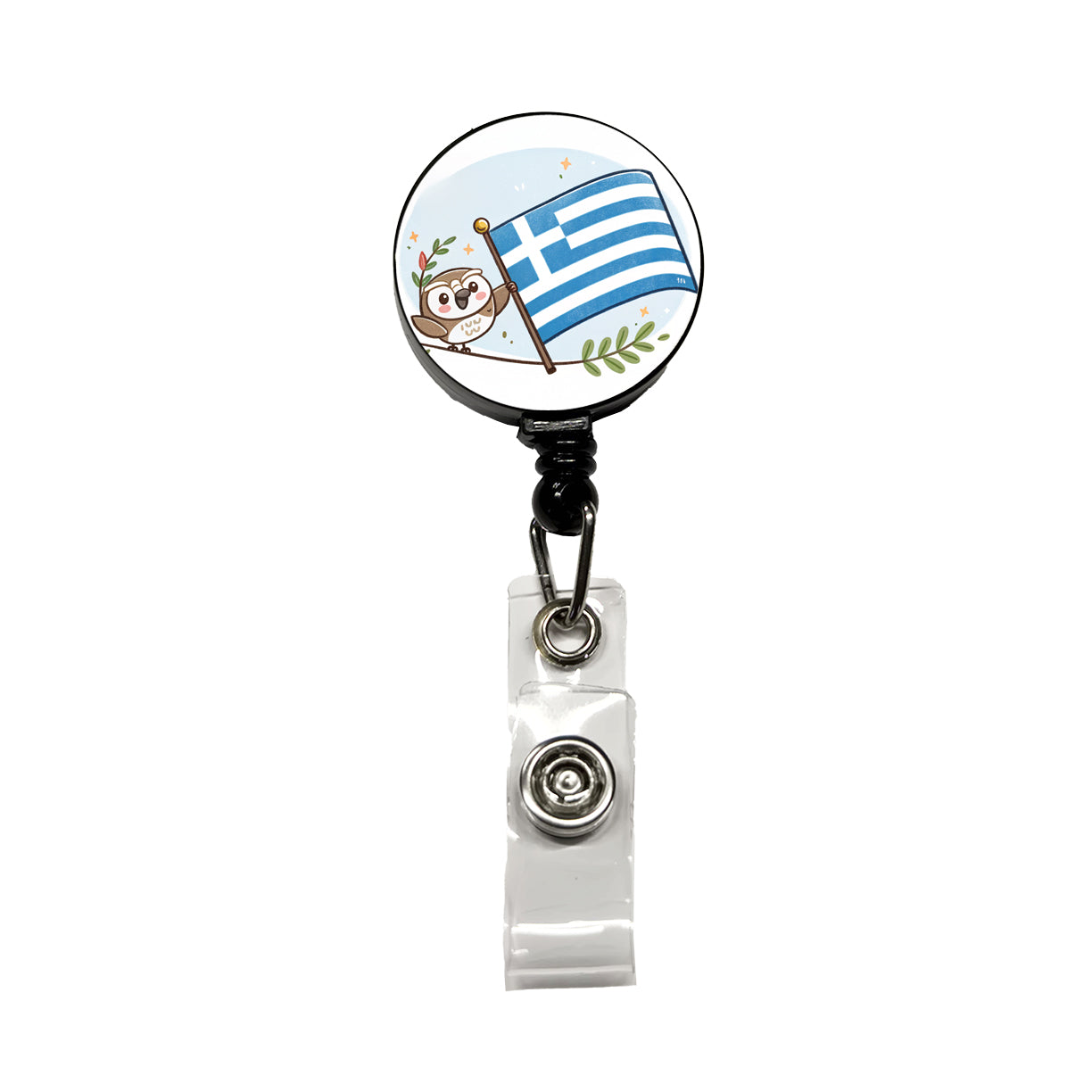 Kawaii Greece Flag Retractable ID Key Card Name Tag Badge Holder with Clip