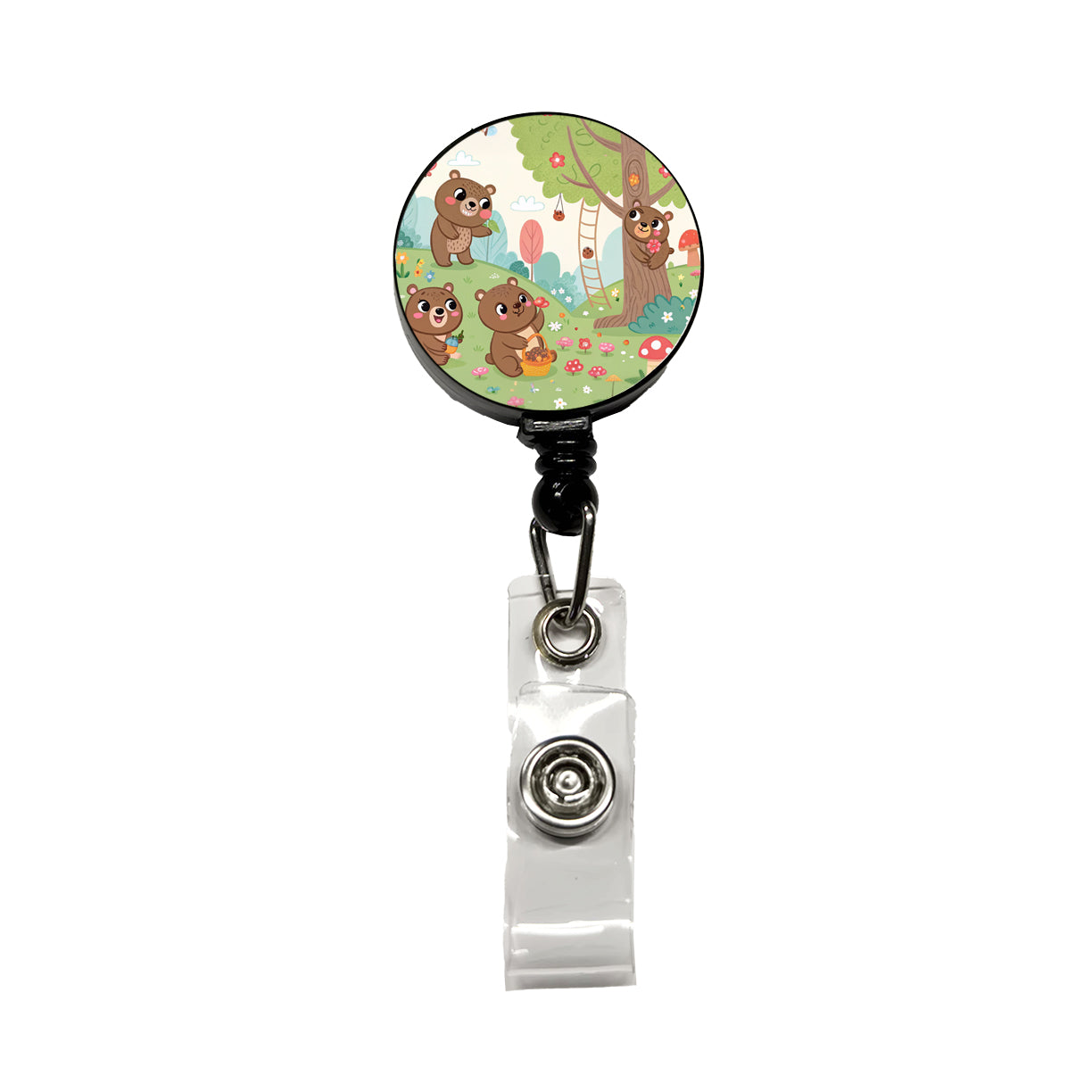Kawaii Grizzly Bears Retractable ID Key Card Name Tag Badge Holder with Clip