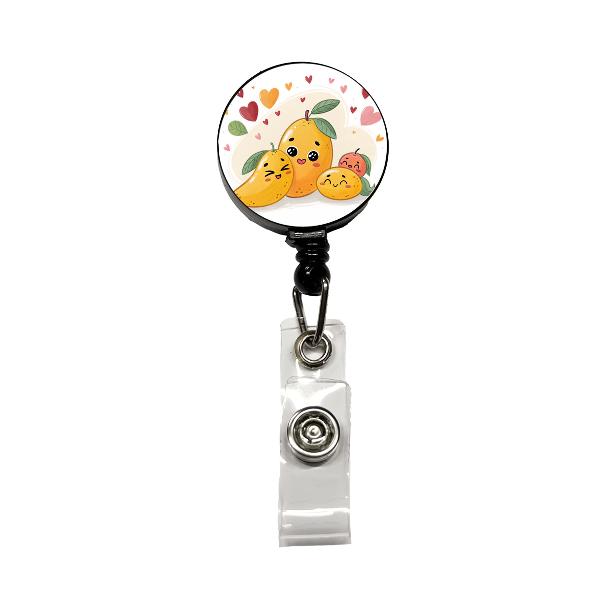 Kawaii Mangos And Hearts Retractable ID Key Card Name Tag Badge Holder with Clip