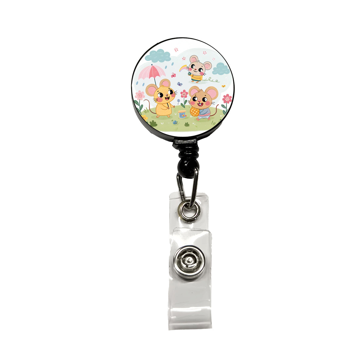 Kawaii Rats Retractable ID Key Card Name Tag Badge Holder with Clip