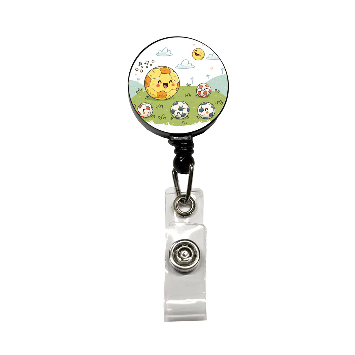 Kawaii Soccer Balls Retractable ID Key Card Name Tag Badge Holder with Clip