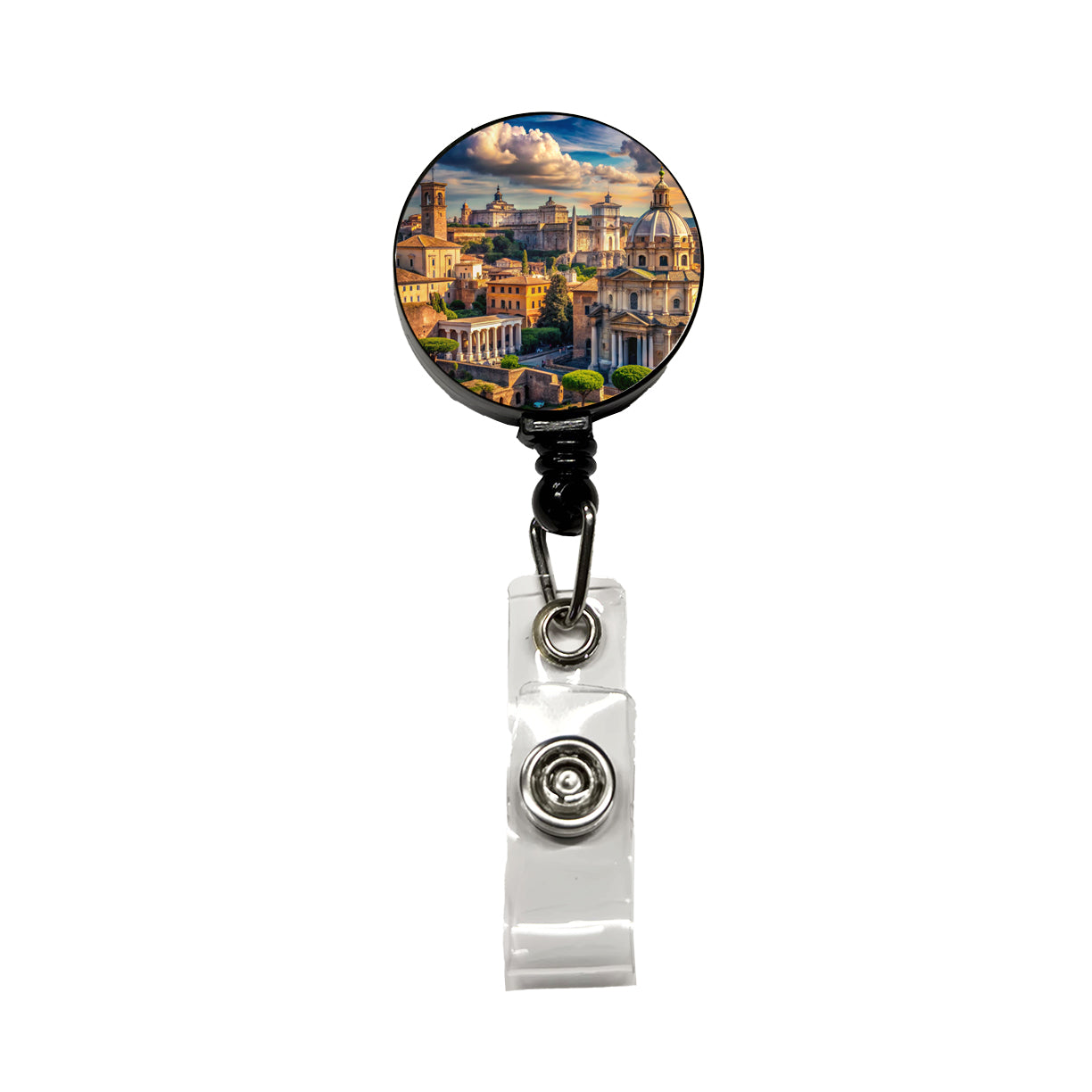 Ancient Rome City Roman Cityscape Retractable ID Key Card Name Tag Badge Holder with Clip