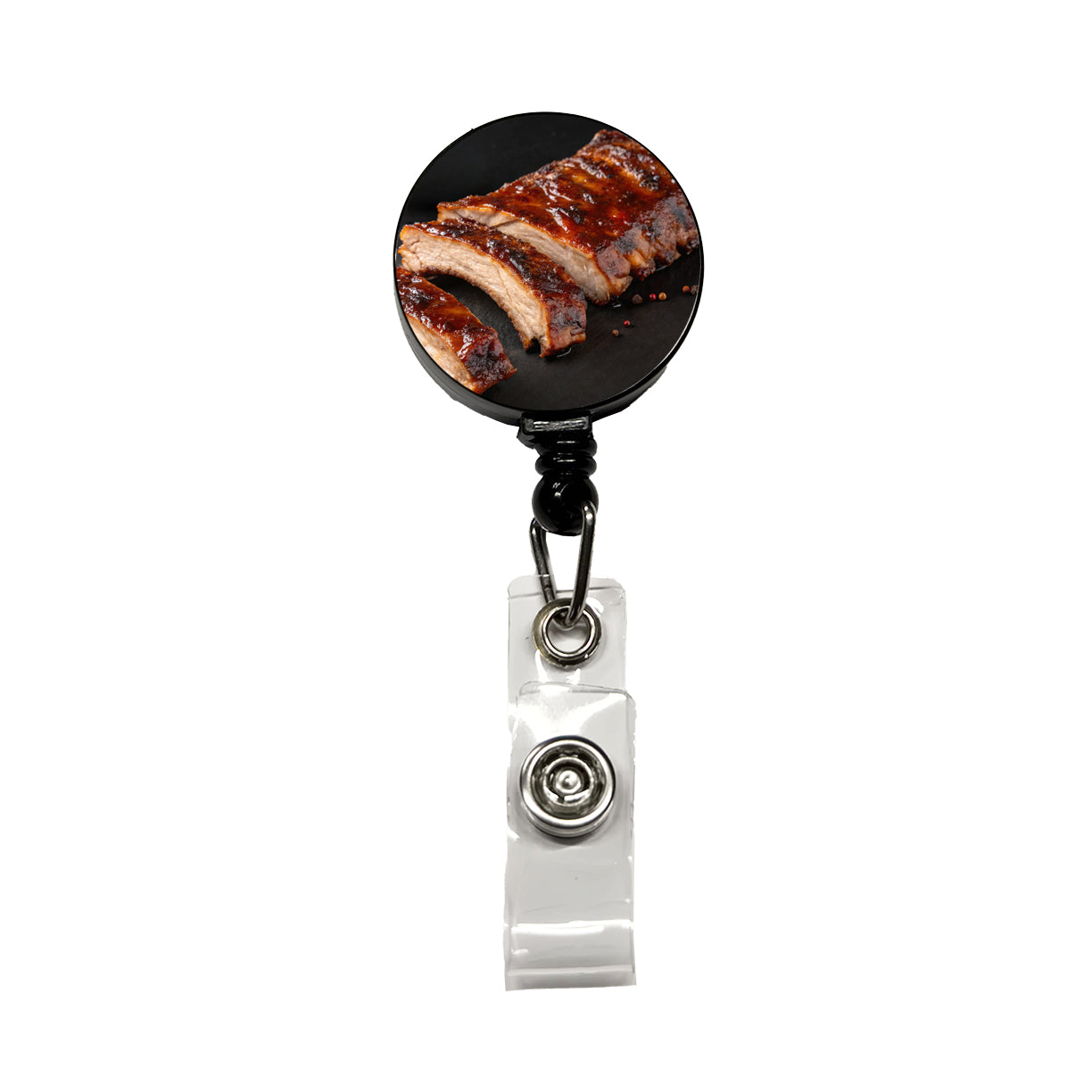 BBQ Baby Back Ribs Retractable ID Key Card Name Tag Badge Holder with Clip