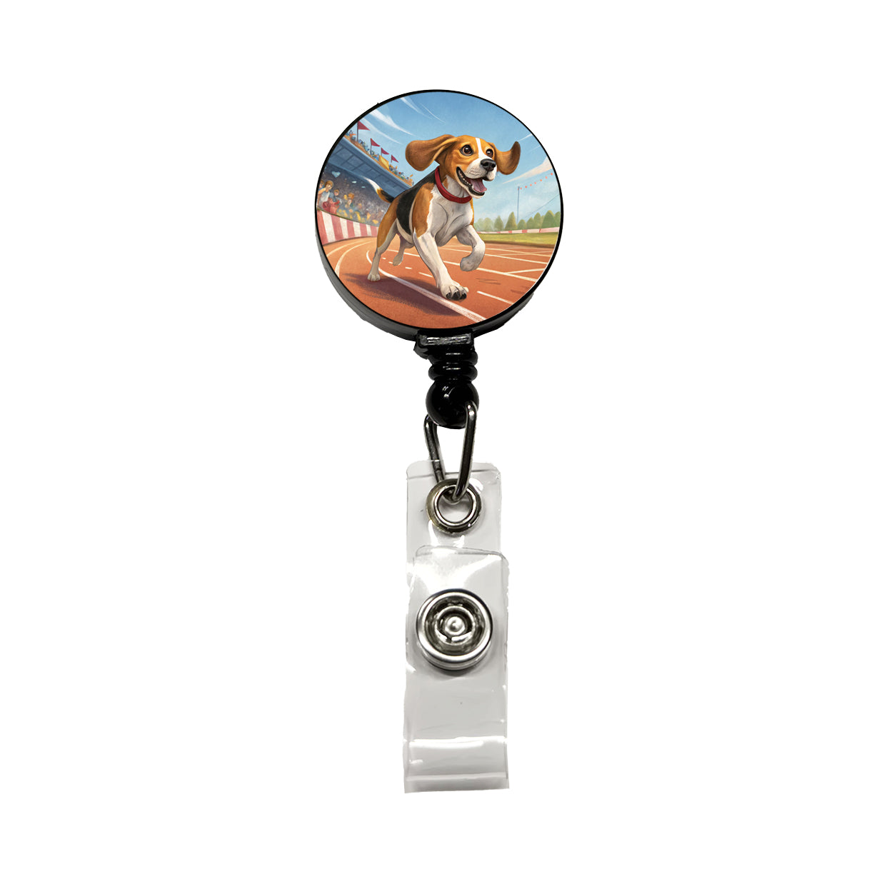 Beagle Dog Racing Retractable ID Key Card Name Tag Badge Holder with Clip