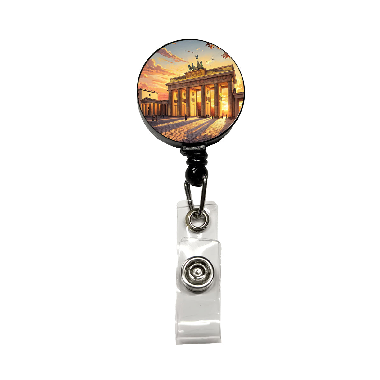 Brandenburg Gate At Sunset Berlin Germany Retractable ID Key Card Name Tag Badge Holder with Clip