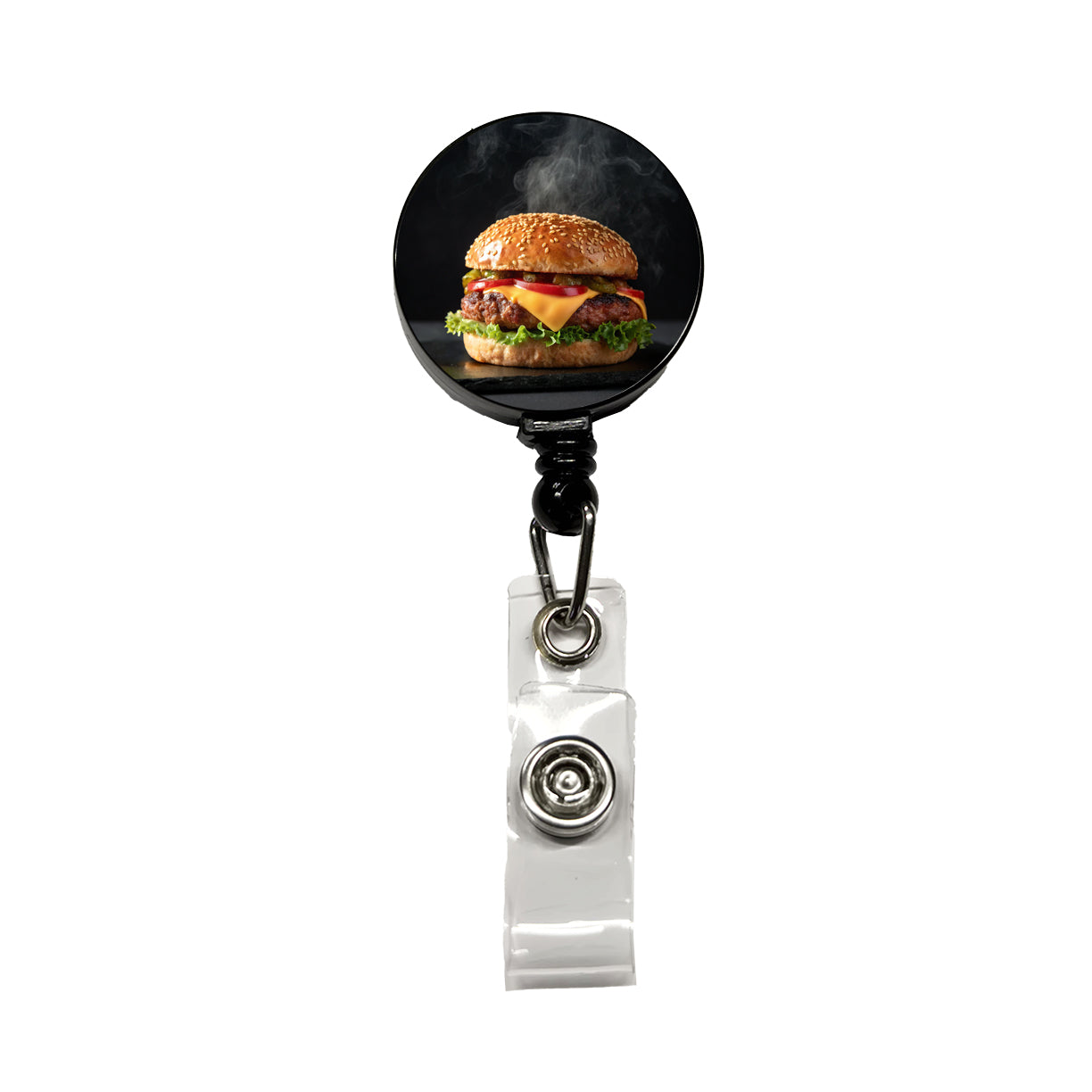 Cheeseburger with all the Toppings Retractable ID Key Card Name Tag Badge Holder with Clip