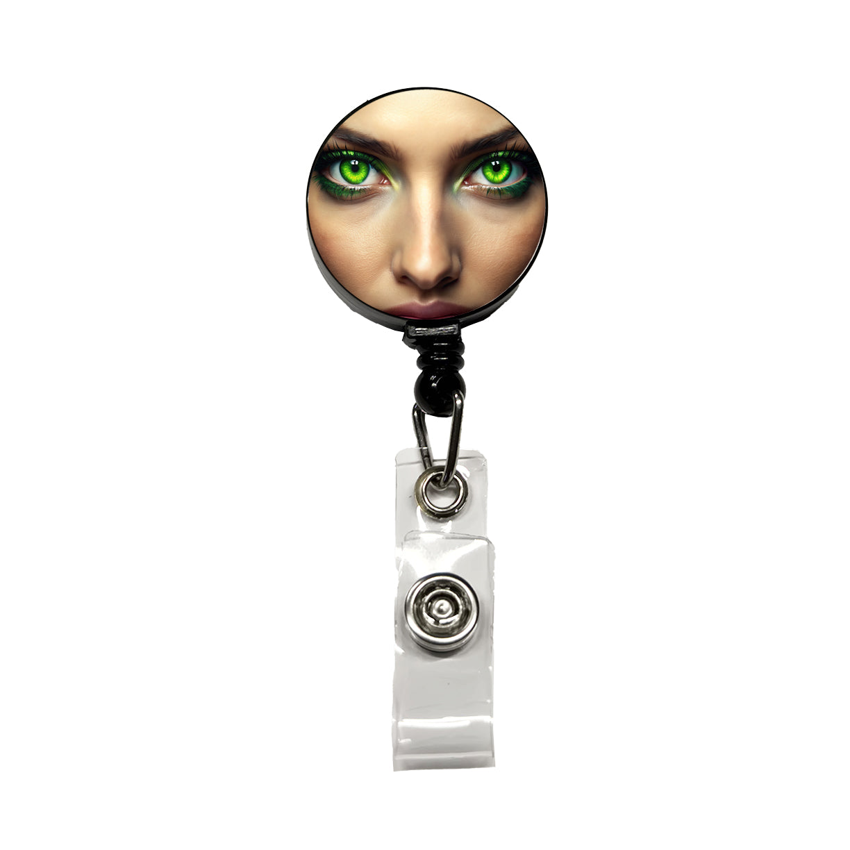Close-Up Of Green Eyes Retractable ID Key Card Name Tag Badge Holder with Clip