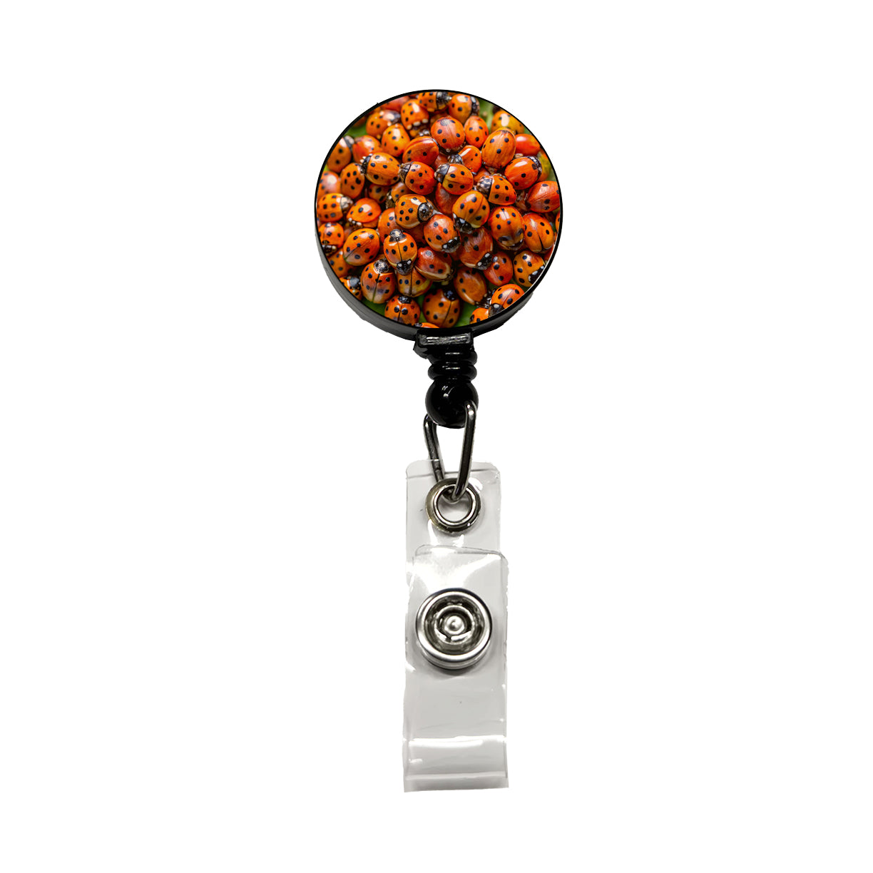Close-Up Of Ladybugs Covering Leaf Retractable ID Key Card Name Tag Badge Holder with Clip