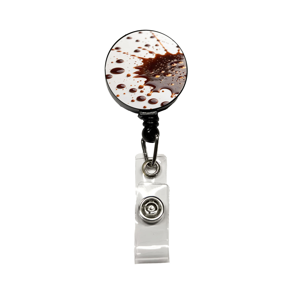Close-Up of Spilled Coffee Retractable ID Key Card Name Tag Badge Holder with Clip