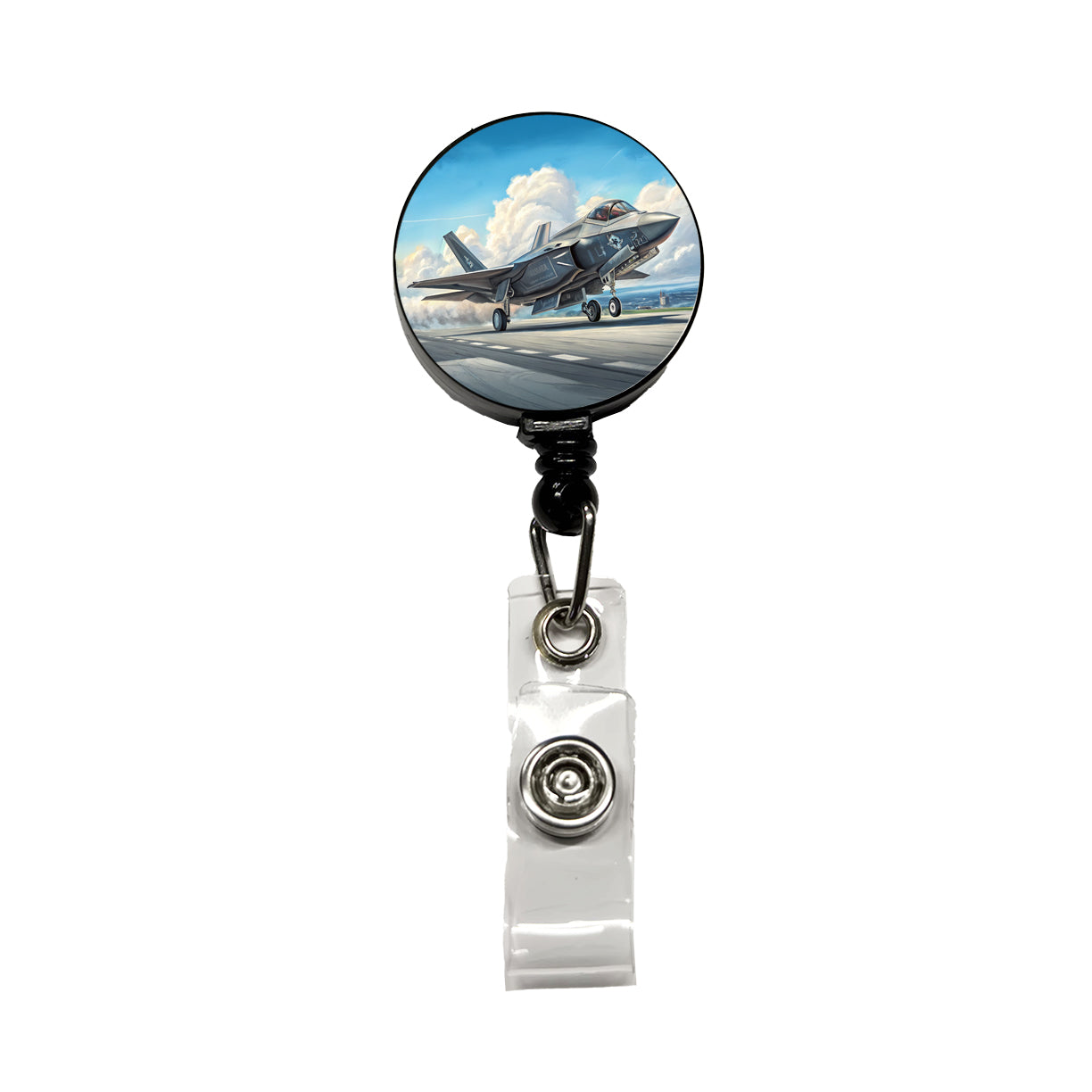 F-35 Lightning II US Air Force Navy Marines Strike Fighter Plane Retractable ID Key Card Name Tag Badge Holder with Clip