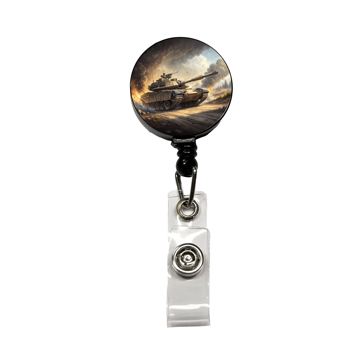 M1 Abrams Tank On The Move Retractable ID Key Card Name Tag Badge Holder with Clip