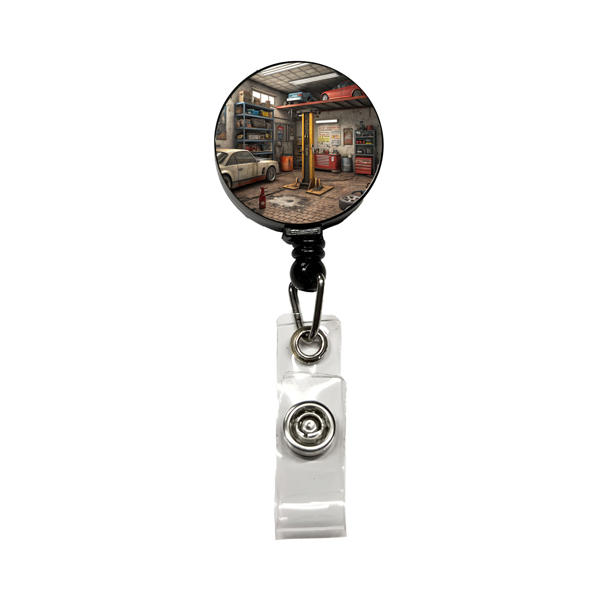 Mechanic Auto Garage Shop Retractable ID Key Card Name Tag Badge Holder with Clip