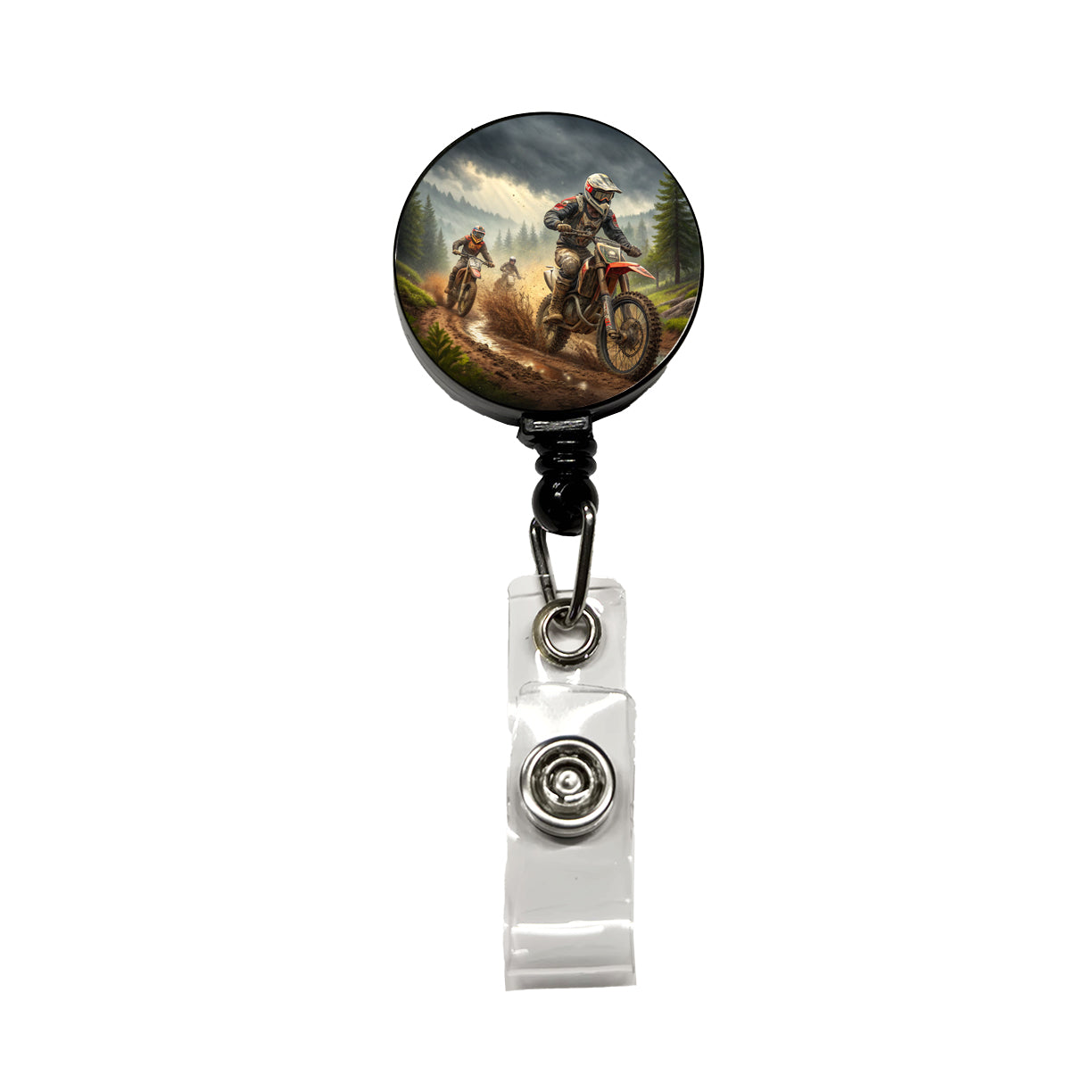 Motocross Off Road Dirt Bikes Racing Retractable ID Key Card Name Tag Badge Holder with Clip